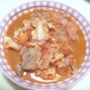 豚肉とコーンのトマト煮